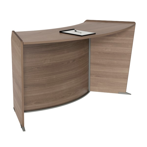 ADA Reception Desk, Wheelchair, Kids, 55 inW x 71 inD x 30 inH, N. Walnut